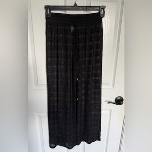 Jordan Taylor Black Wide Leg Drawstring Crochet Knit Beach Pants Small